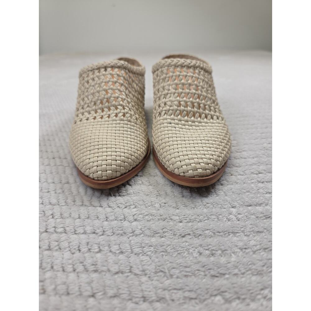 Time & Tru Booties Womens Size 7.5 Ivory Woven Block Heel Mule Slip On Open Back - Picture 3 of 10